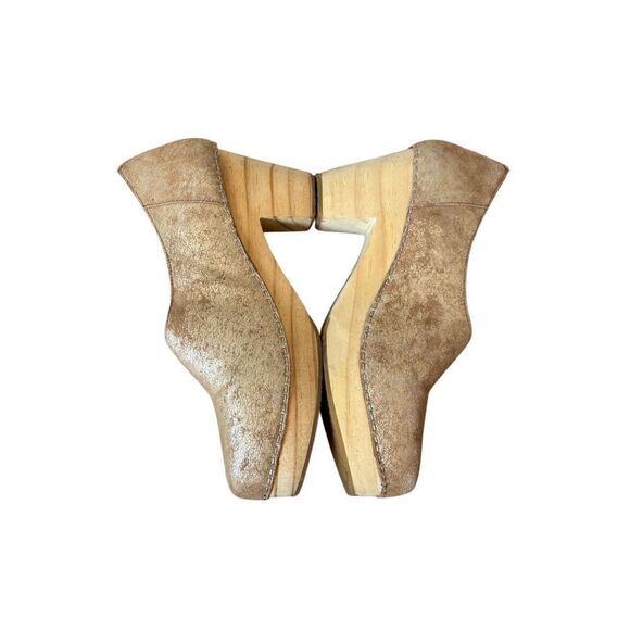 Free People Monroe Clogs size EU 40 US 8.5 Chunky Gold Foiled Tan Patent Leather - Picture 7 of 13
